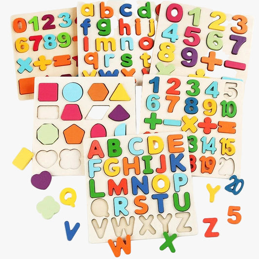 Montessori Wooden Puzzle – Geometric Shapes Matching Board