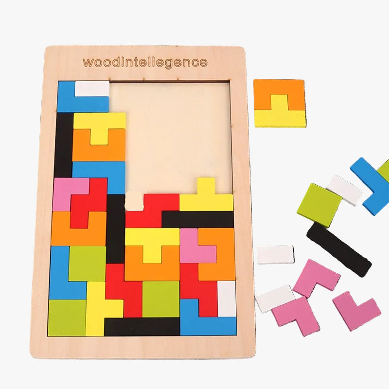 Wooden Geometric Shape Puzzle – Tangram Logic Board