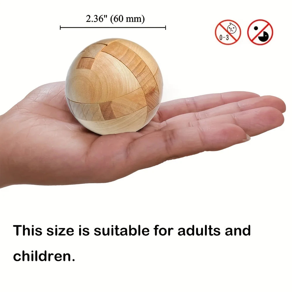 Unlock Your Mind with This Classic Wooden Puzzle Wooden Kongming Lock Brain Teaser Magic Ball Brain Teaser Toy,Intelligence Game