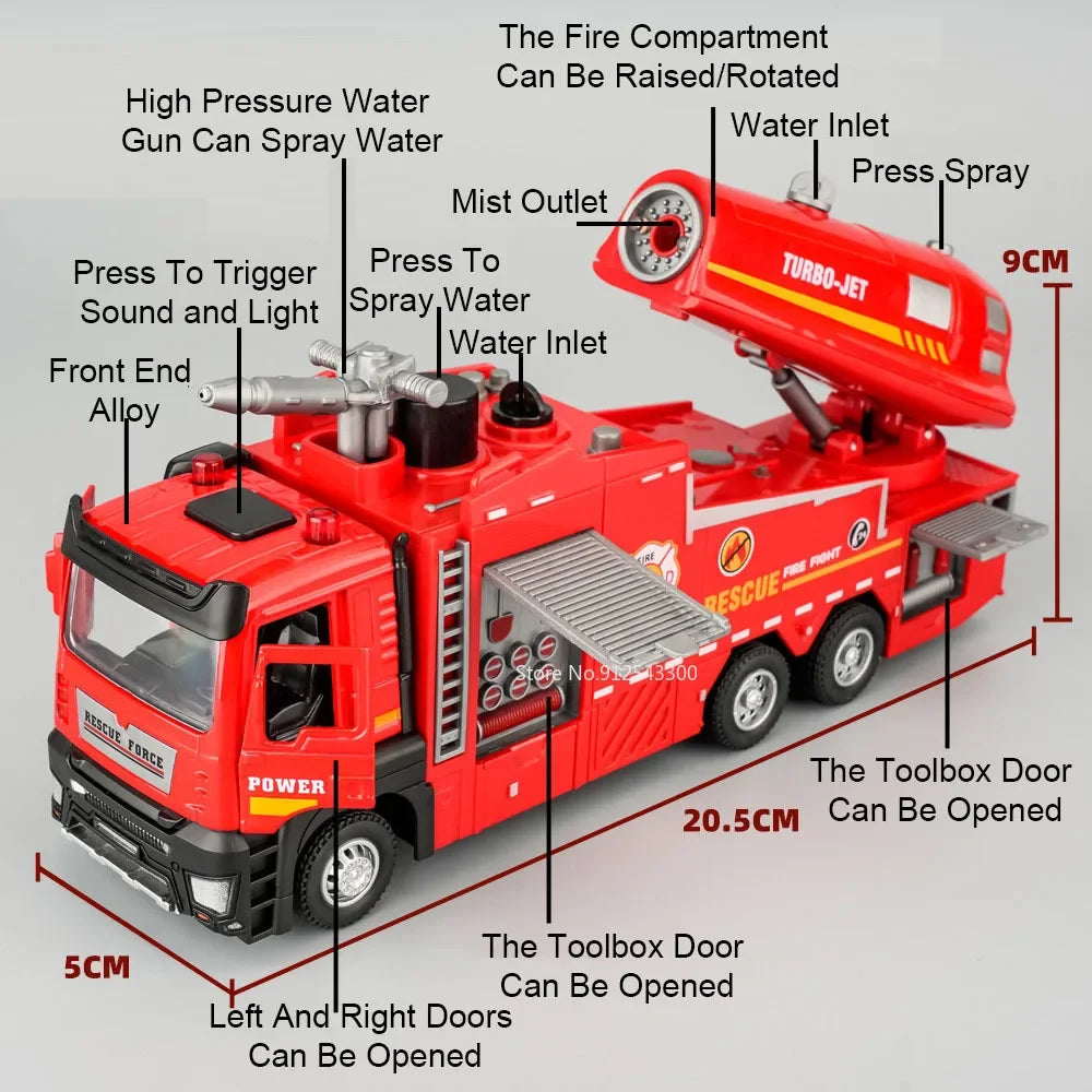 Realistic Fire Truck Toy with Spray Action