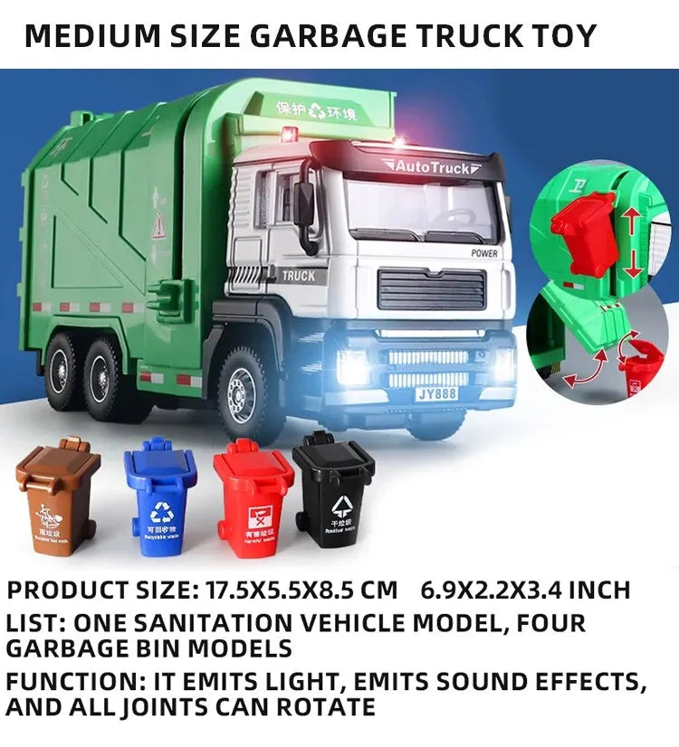 Garbage Truck Toy with Lights & Sounds