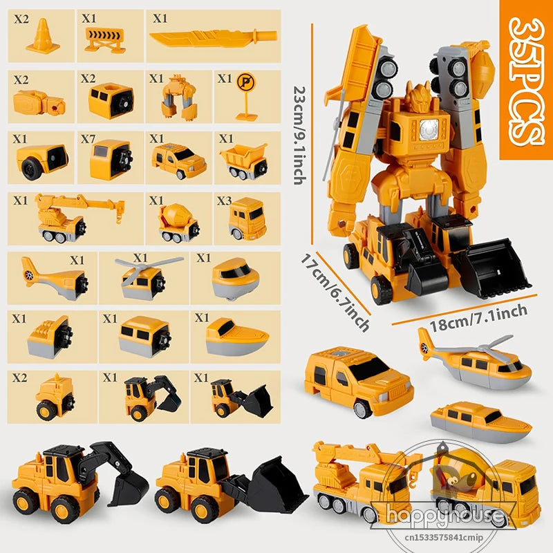 Construction Truck & Robot Transforming Toy Set