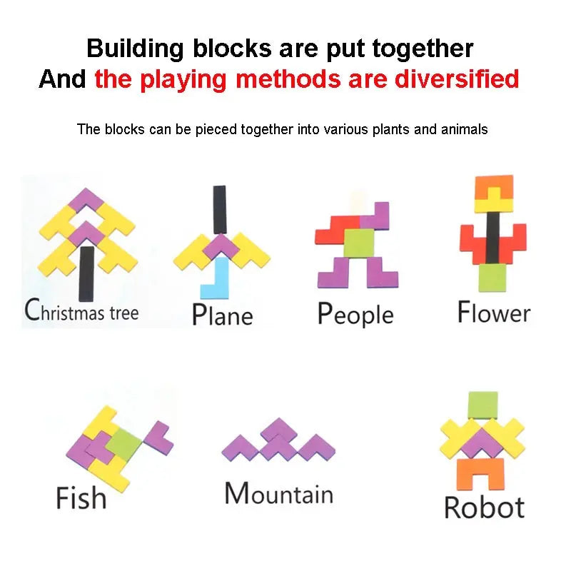 Wooden Geometric Shape Puzzle – Tangram Logic Board