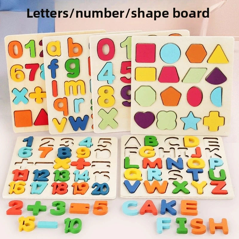Montessori Wooden Puzzle – Geometric Shapes Matching Board
