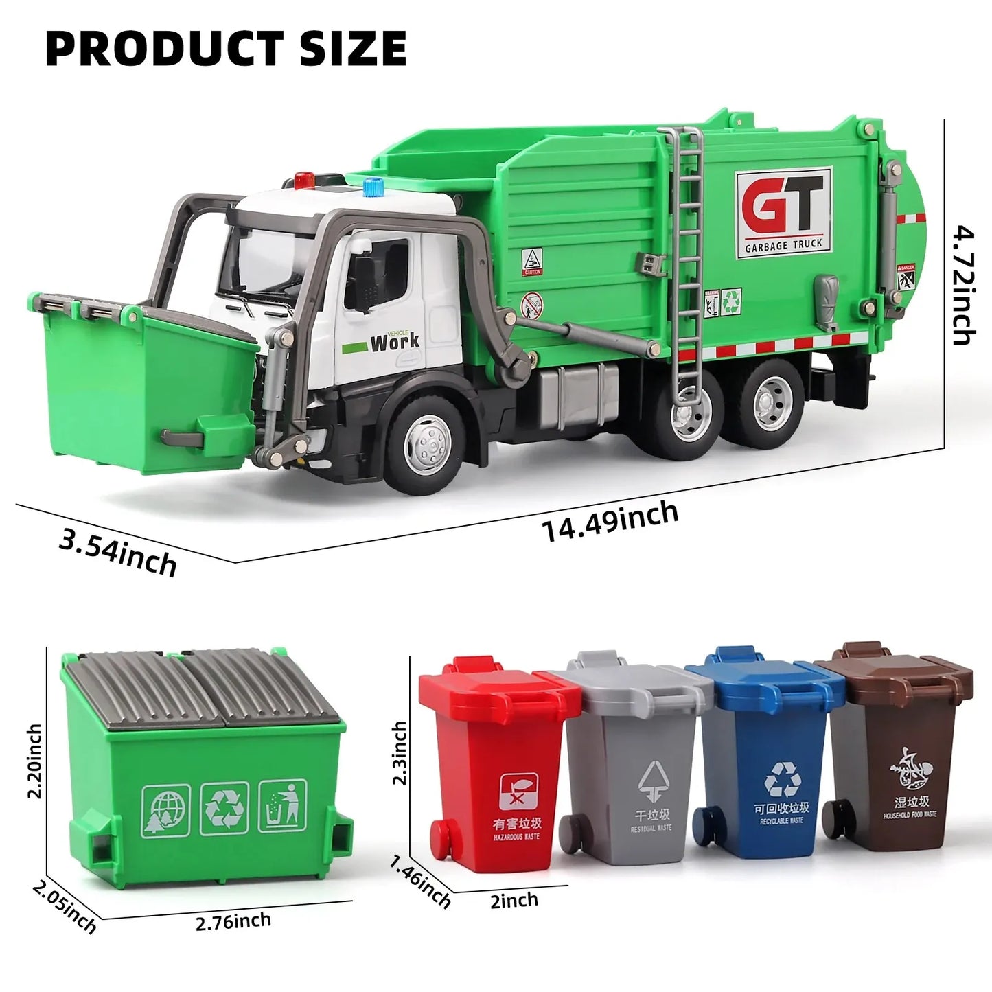 Garbage Truck Toy with Lights & Sounds